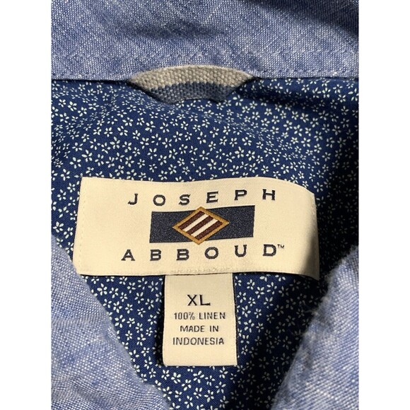 Joseph Abboud Linen Button-Up Shirt Men's XL Long Sleeve Heather Blue Flip Cuff - Picture 10 of 16